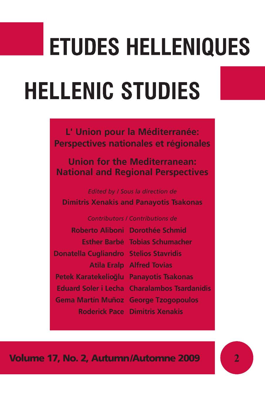 Études helléniques / Hellenic Studies, Volume 17, No 2, Autumn / Automne 2009, cover